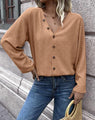 Esther Button Up V-Neck Long Sleeve Shirt