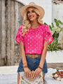 Matty Printed Round Neck Petal Sleeve Blouse