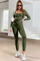 Patricia Ruched Square Neck Long Sleeve Active Jumpsuits