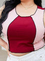 Adriana Plus Size Contrast Round Neck Tank Top