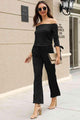 Heidy Off-Shoulder Tie Cuff Jumpsuits with