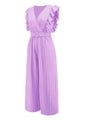 Victalie Ruffled Surplice Cap Sleeve Jumpsuits