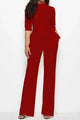 Sesarina Mock Neck Tie-Waist Half Sleeve Jumpsuits