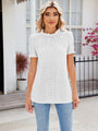 Alaia Eyelet Frill Mock Neck Flounce Sleeve Blouse