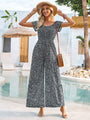 Desiree Smocked Printed Short Sleeve Jumpsuits