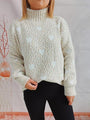 Gaby Heart Heathered Turtleneck Drop Shoulder Sweater