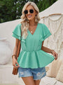 Gabriela Ruffled V-Neck Peplum Blouse