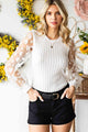 Sandy Double Take Textured Applique Long Sleeve Blouse