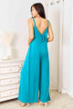 Sofia Double Take Full Size Soft Spaghetti Strap Tied Wide Leg Jumpsuits