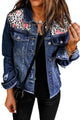Olivia Mixed Print Distressed Button Front Jacket
