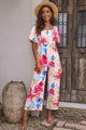 Naya Floral Smocked Square Neck Jumpsuit - Vestir en Moda