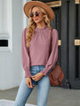 Tenten Frill Mock Neck Lantern Sleeve Blouse