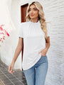 Cloe Frill Mock Neck Flounce Sleeve Blouse