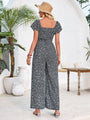 Desiree Smocked Printed Short Sleeve Jumpsuits