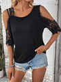 Alicia Lace Detail Cold Shoulder Blouse