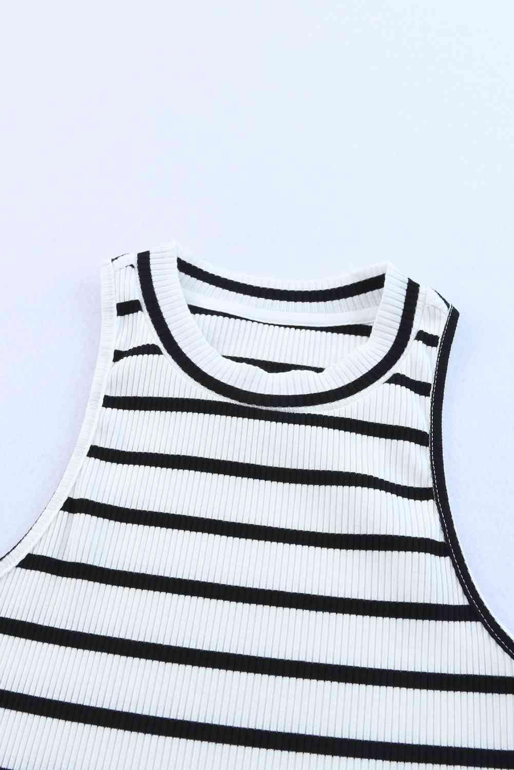 Olivia Striped Ribbed Round Neck Tank