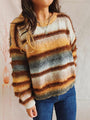 Rosita Striped Round Neck Long Sleeve Sweater