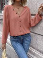 Esther Button Up V-Neck Long Sleeve Shirt