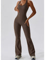 Factima Cutout Wide Strap Bootcut Active Jumpsuits