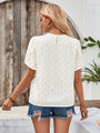 Matty Printed Round Neck Petal Sleeve Blouse