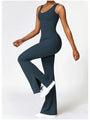 Saralen Wide Strap Bootcut Slit Active Jumpsuits