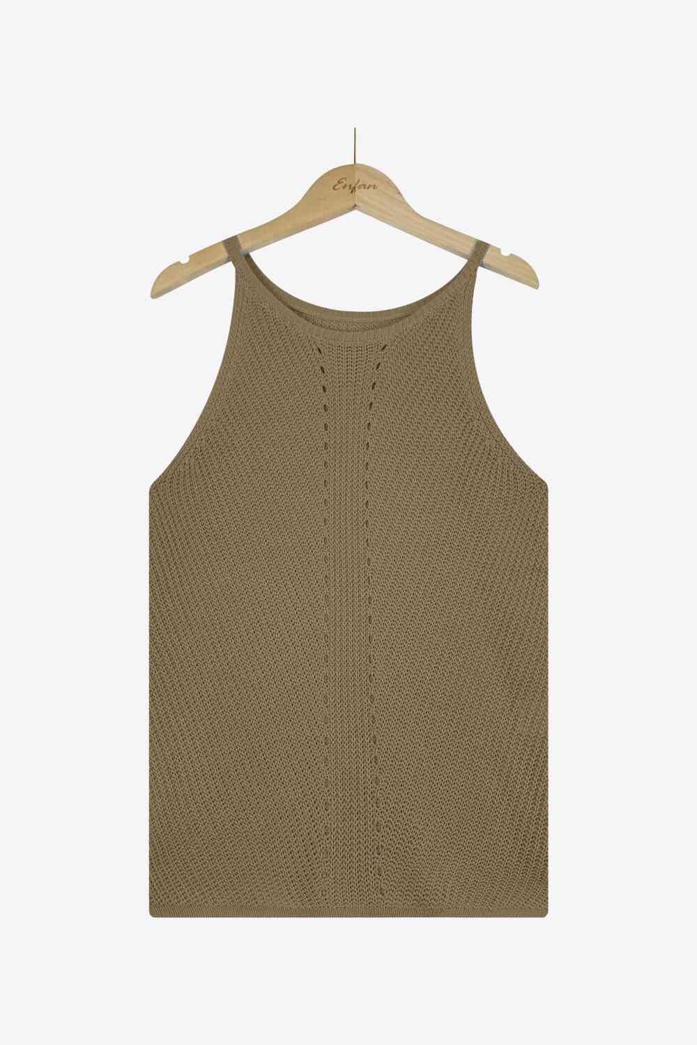 Eliana Openwork Grecian Neck Knit Tank Top