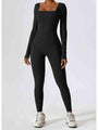 Leatris Square Neck Long Sleeve Sports Jumpsuits