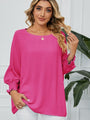 Monica Smocked Lantern Sleeve Round Neck Blouse