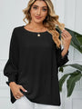 Monica Smocked Lantern Sleeve Round Neck Blouse