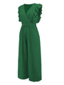 Victalie Ruffled Surplice Cap Sleeve Jumpsuits