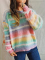 Rosita Striped Round Neck Long Sleeve Sweater