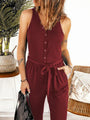 Ana Full Size Tie Waist Sleeveless Jumpsuits