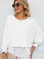 Monica Smocked Lantern Sleeve Round Neck Blouse