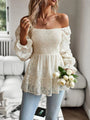 Rosa Smocked Flounce Sleeve Peplum Blouse