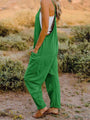 Viviana Double Size Sleeveless V-Neck Pocketed Jumpsuits