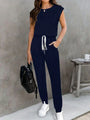 Daylin Drawstring Round Neck Sleeveless Jumpsuits