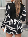 Irene Black And White Color-Contrast Print Long Sleeve Shirt