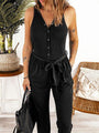 Ana Full Size Tie Waist Sleeveless Jumpsuits