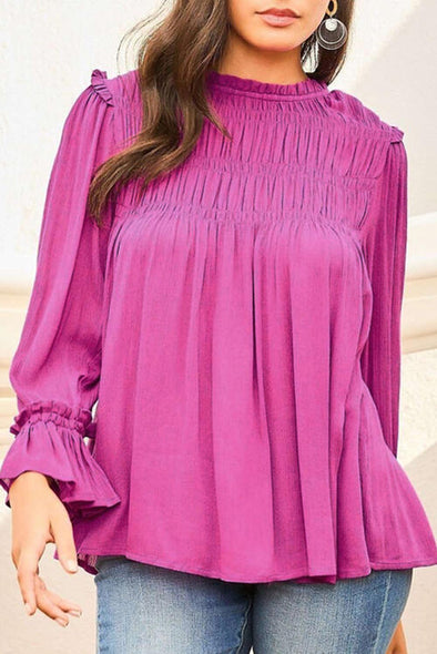 Mariana Ruched Blouse Flounce Sleeve Blouse