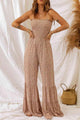 Fior Floral Spaghetti Strap Smocked Wide Leg Jumpsuits