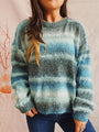 Rosita Striped Round Neck Long Sleeve Sweater