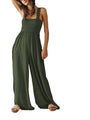 Estephanie Smocked Wide Strap Jumpsuits