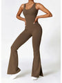 Saralen Wide Strap Bootcut Slit Active Jumpsuits