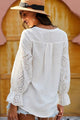 Yailin Crochet Flounce Sleeve Button Up Blouse
