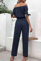 Marina Off-Shoulder Tie Cuff Jumpsuits with Pockets