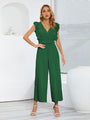 Victalie Ruffled Surplice Cap Sleeve Jumpsuits