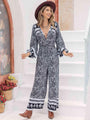 Fernanda Printed Long Sleeve Wide Leg Jumpsuits