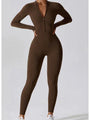 Heiddy Zip Up Mock Neck Long Sleeve Jumpsuits
