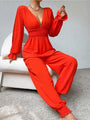 Violeta Plunge Smocked Flounce Sleeve Jumpsuit - Vestir en Moda