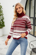Mary Geometric Turtleneck Long Sleeve Sweater
